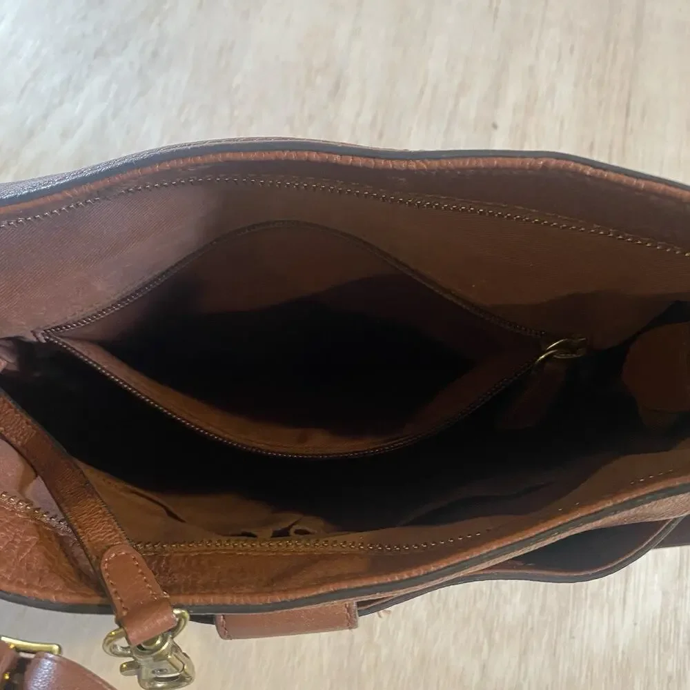 FRYE Olivia Large Leather Crossbody Shoulder Bag in Cognac-Originally $378
